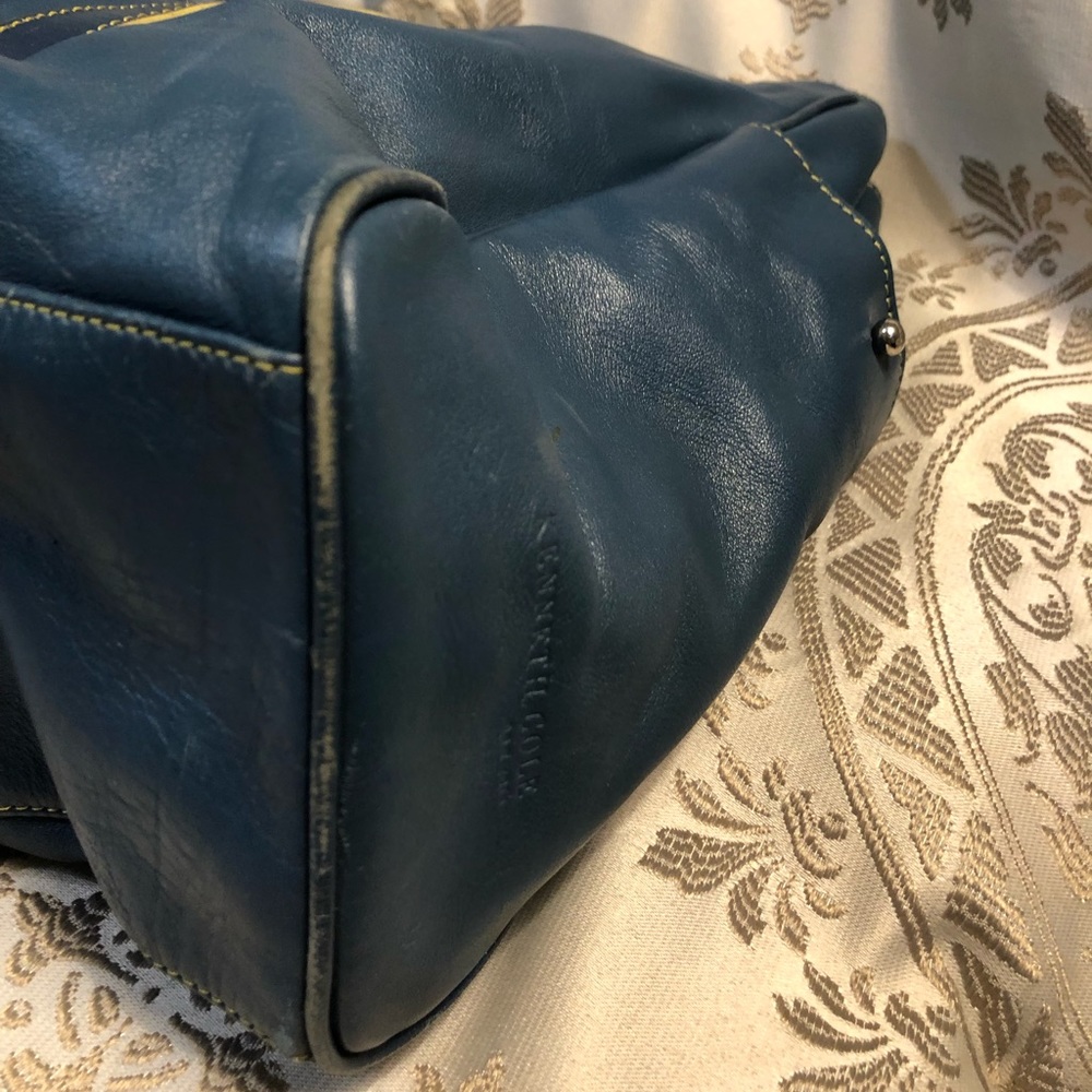 Kenneth Cole Blue Leather Carry-all Tote - Picture 3 of 10